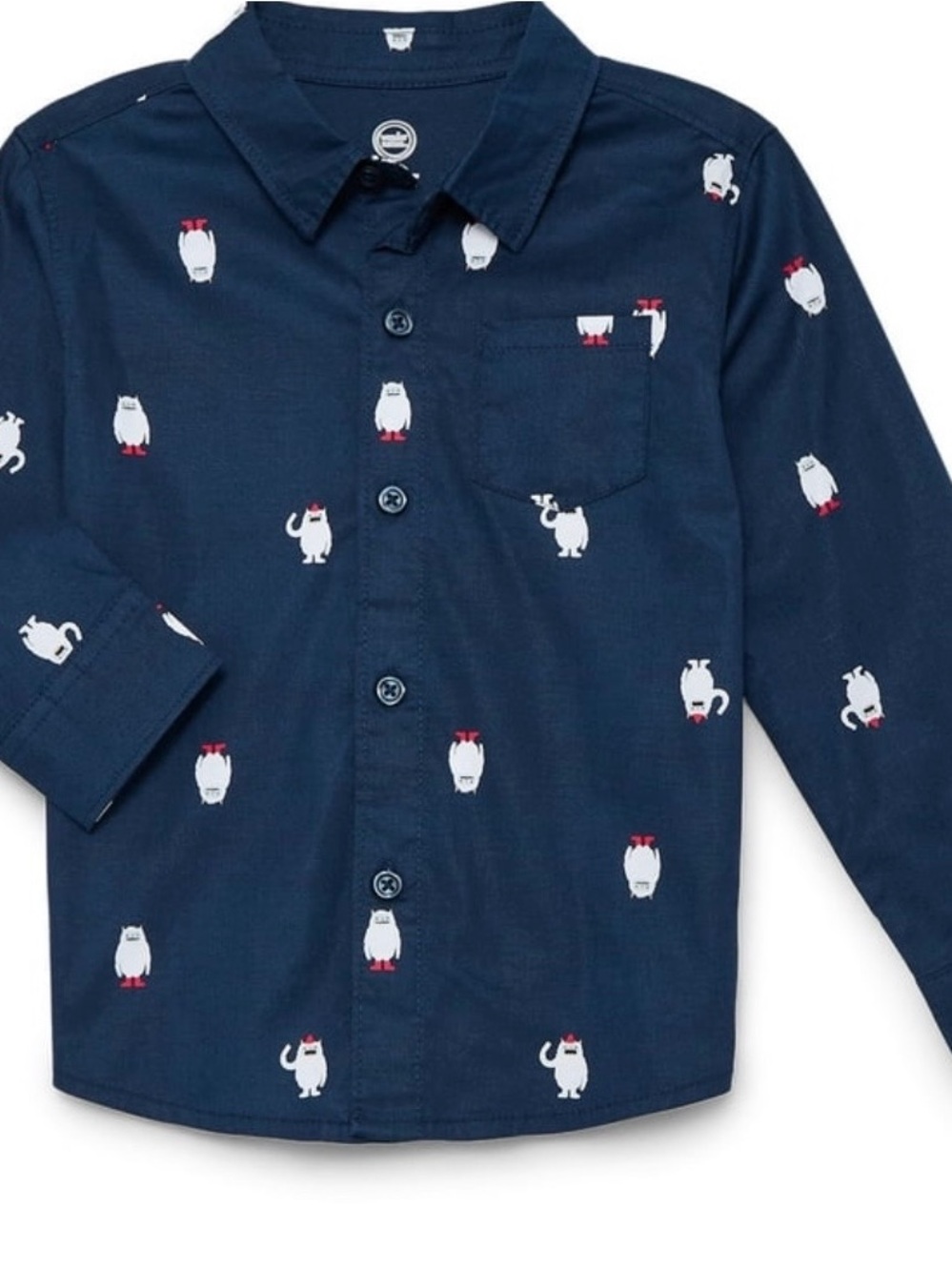 Wonder Nation Toddler Boys' Print Button Up Shirt with Long Sleeves